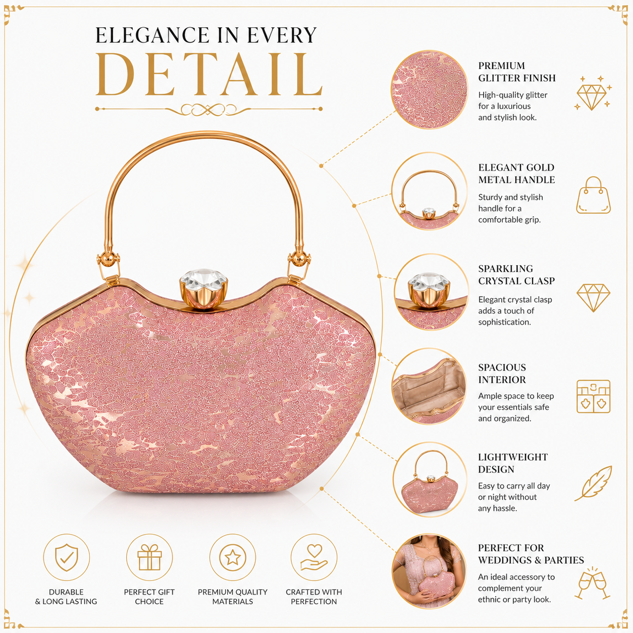 Luxury Bridal Glitter Clutch Bag